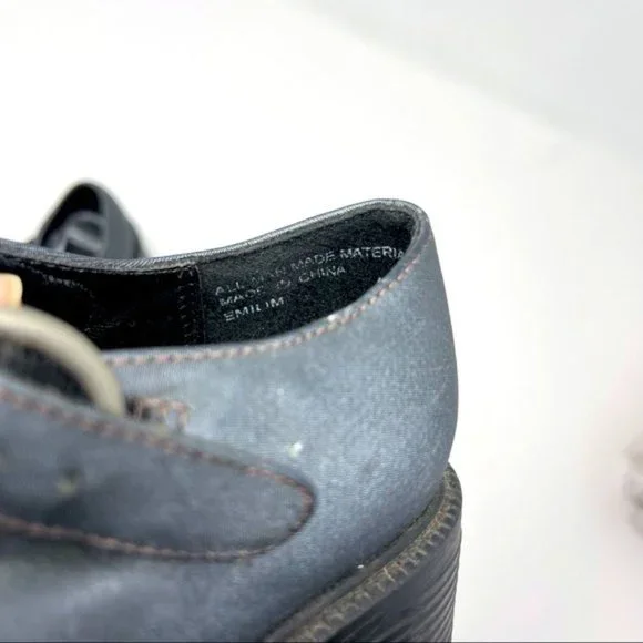 LEI Y2K vintage girls Chunky Mary Janes EMILIM gray floral embroidered US 1 BoxK - Picture 7 of 8